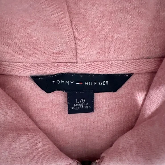 Tommy Hilfiger Pink Fleece Zip-Up Hoodie – Size L - Picture 6 of 8